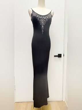 Orna Farho Black Beaded Evening Gown Size S